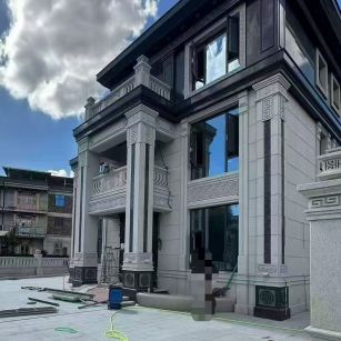 沧州 别墅干挂，芝麻白与芝麻黑完美配合