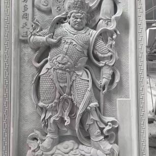 沧州 芝麻灰花岗岩人物雕刻——多闻天王