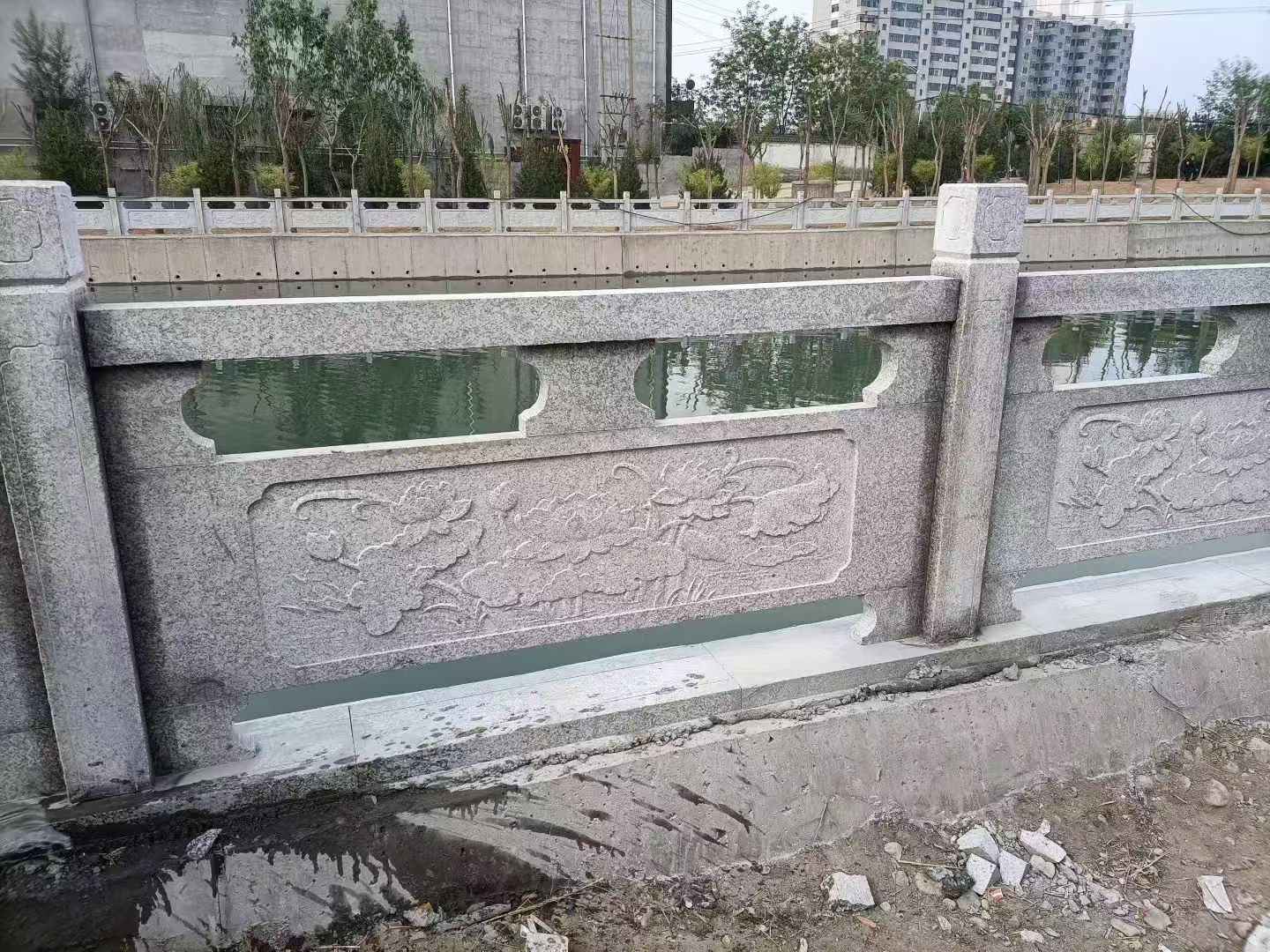 沧州 芙蓉白大花桥梁、河道，石材栏杆、围栏、护栏